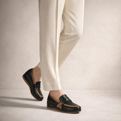 Mocassin femme noir plateforme