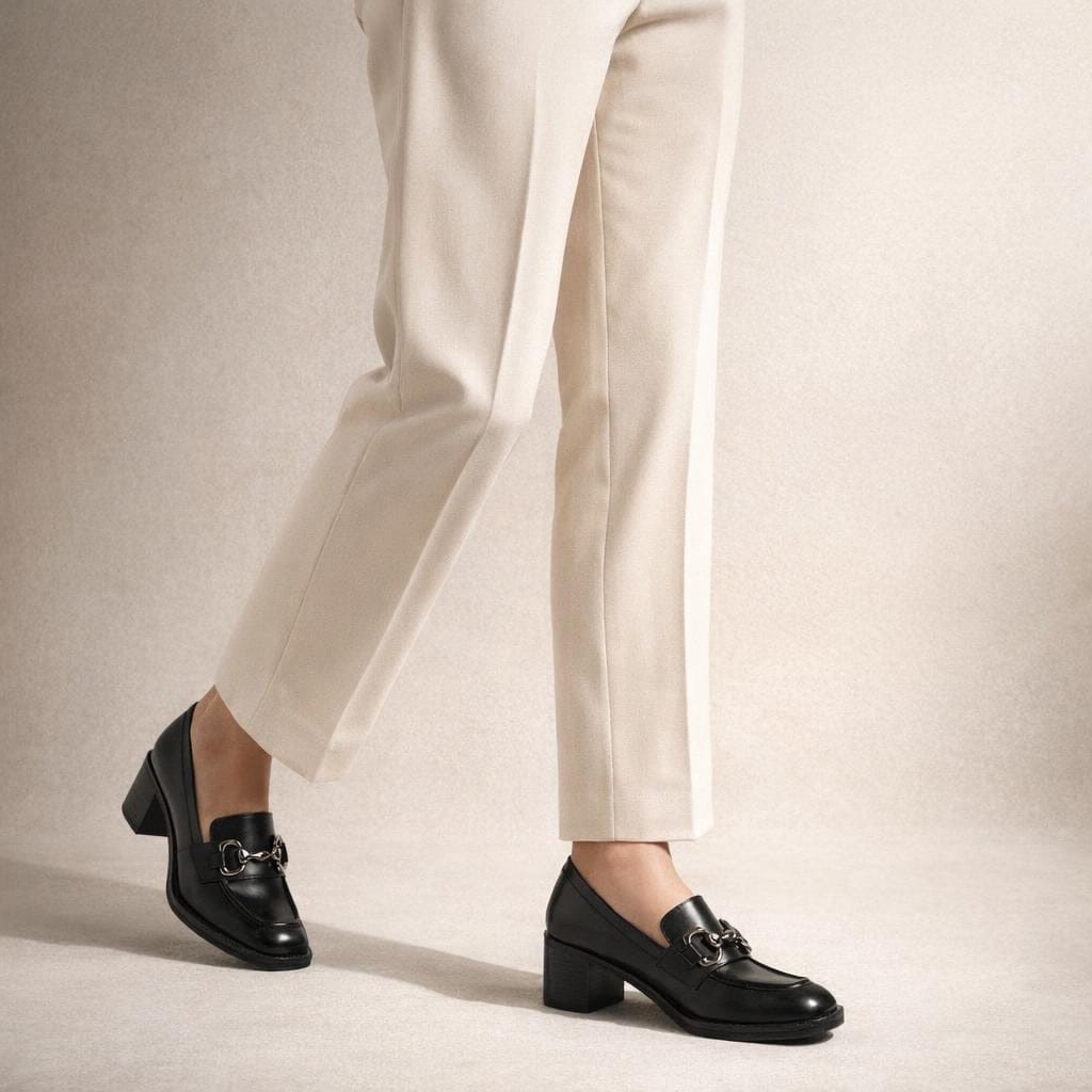 Mocassin femme talon carré