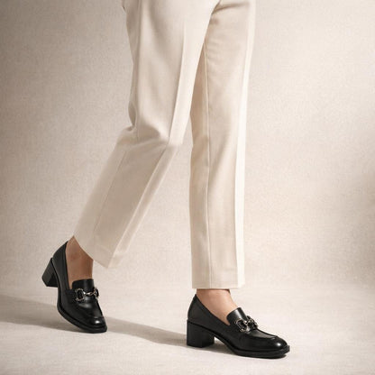 Mocassin femme talon carré