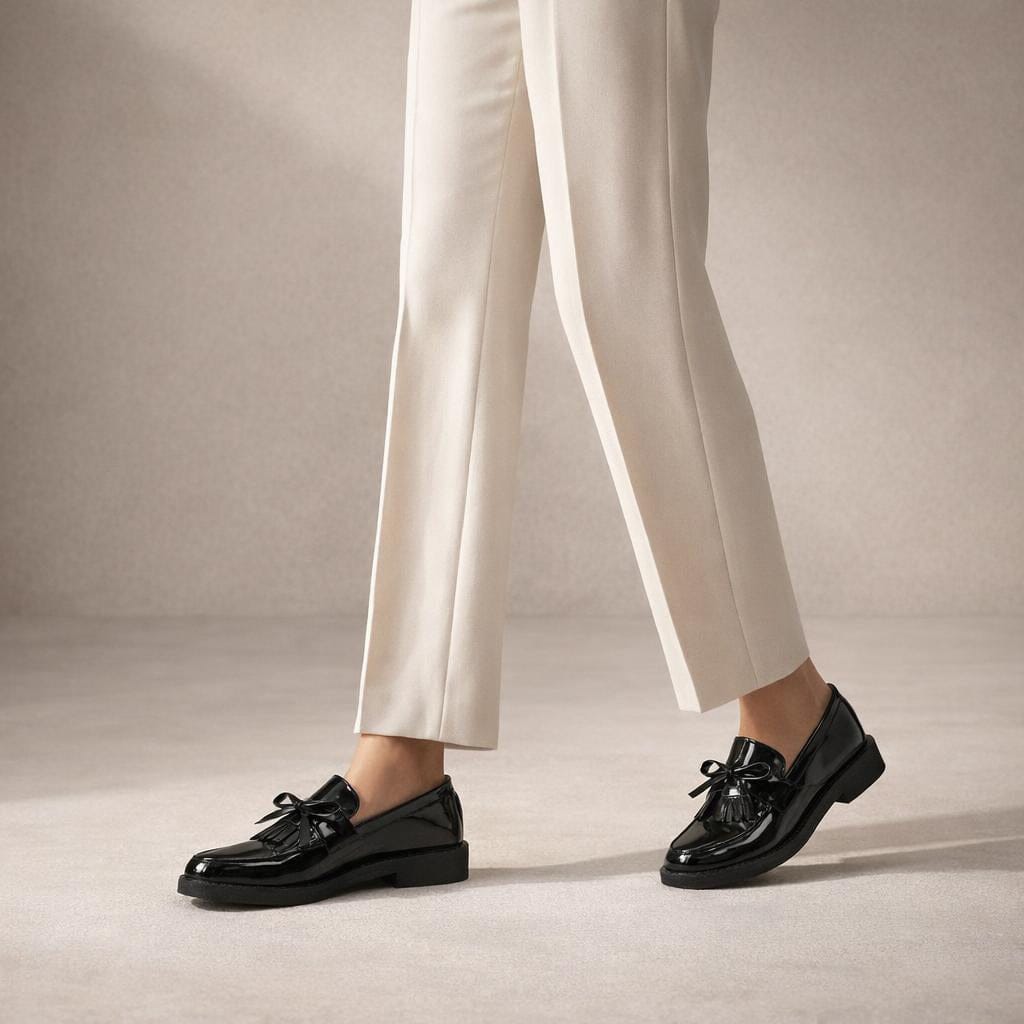Mocassin femme verni noir