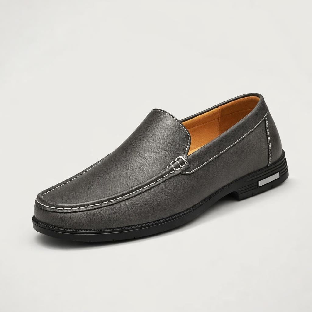 Mocassin homme cuir gris