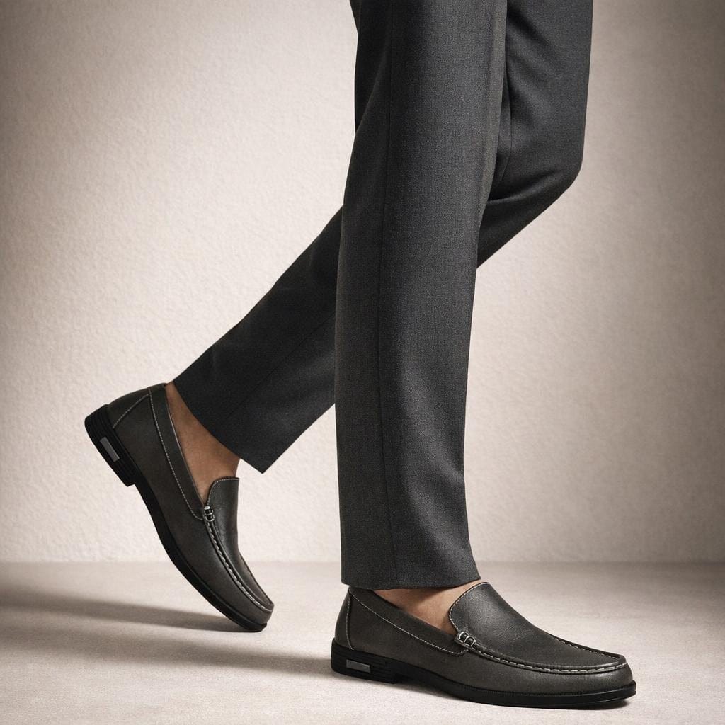 Mocassin homme cuir gris