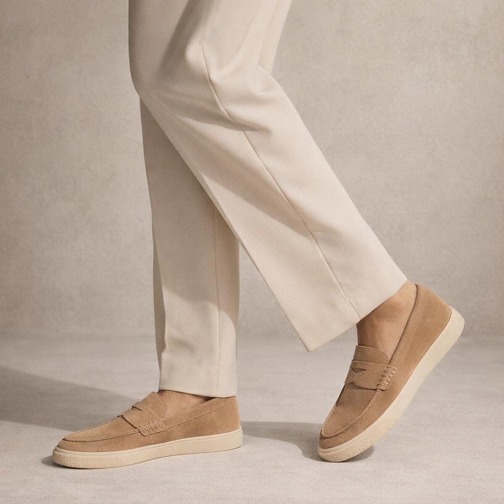 Mocassin homme daim beige
