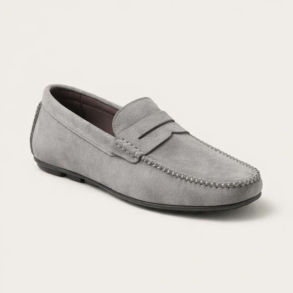 Mocassin homme daim gris