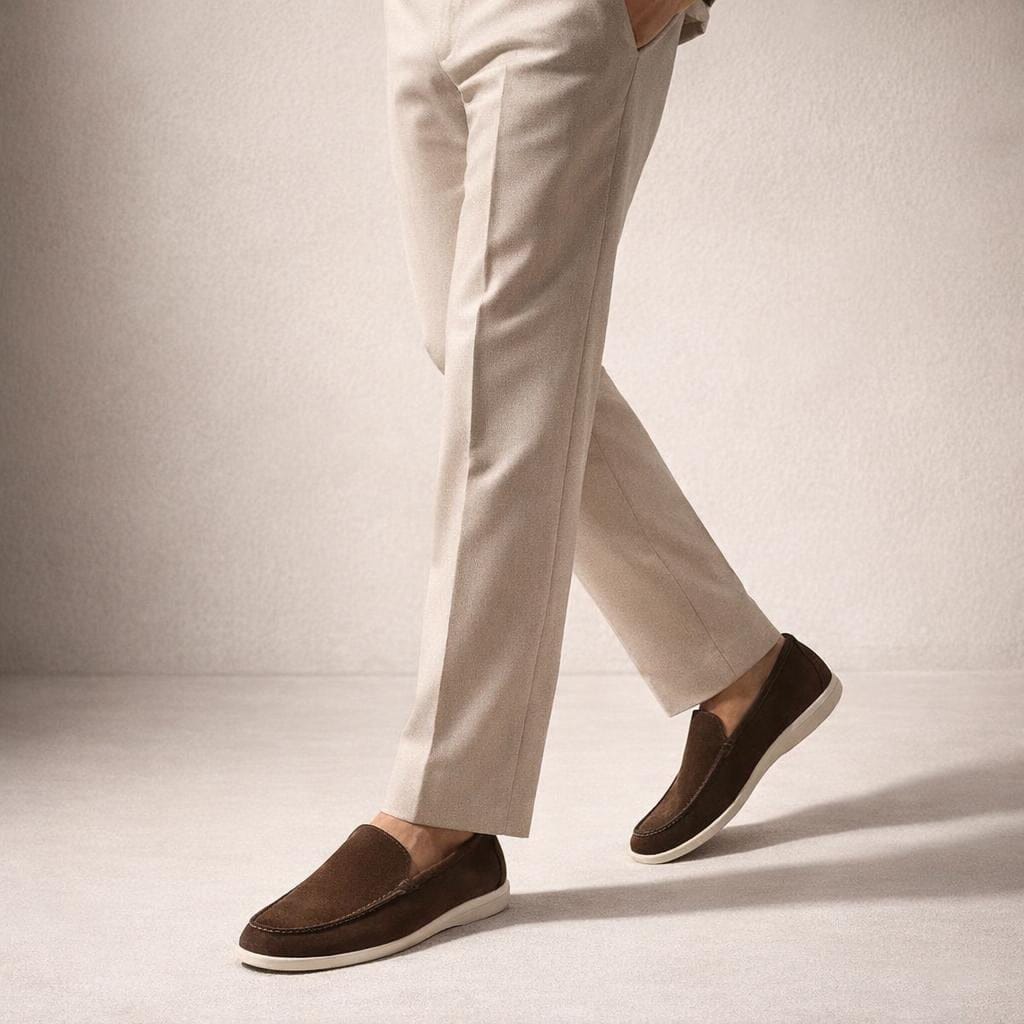 Mocassin homme daim marron foncé