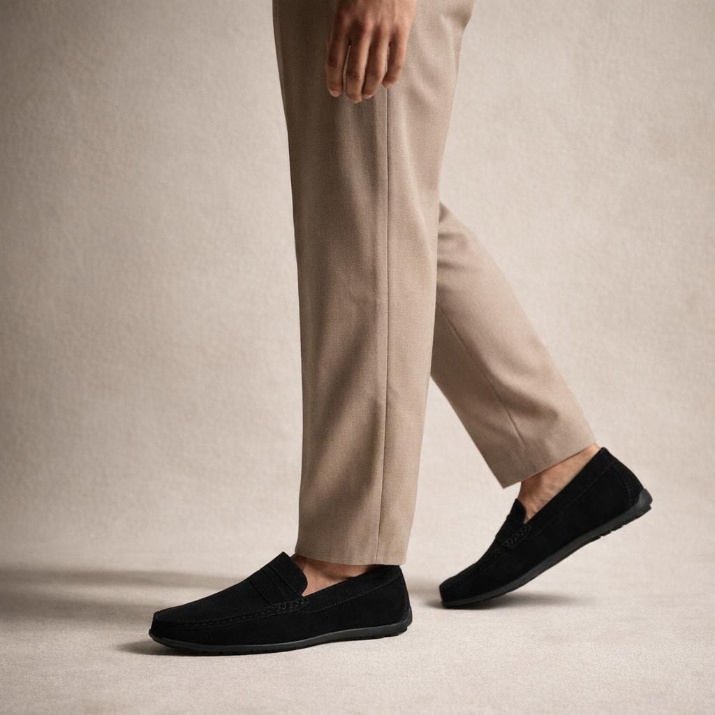 Mocassin homme daim noir