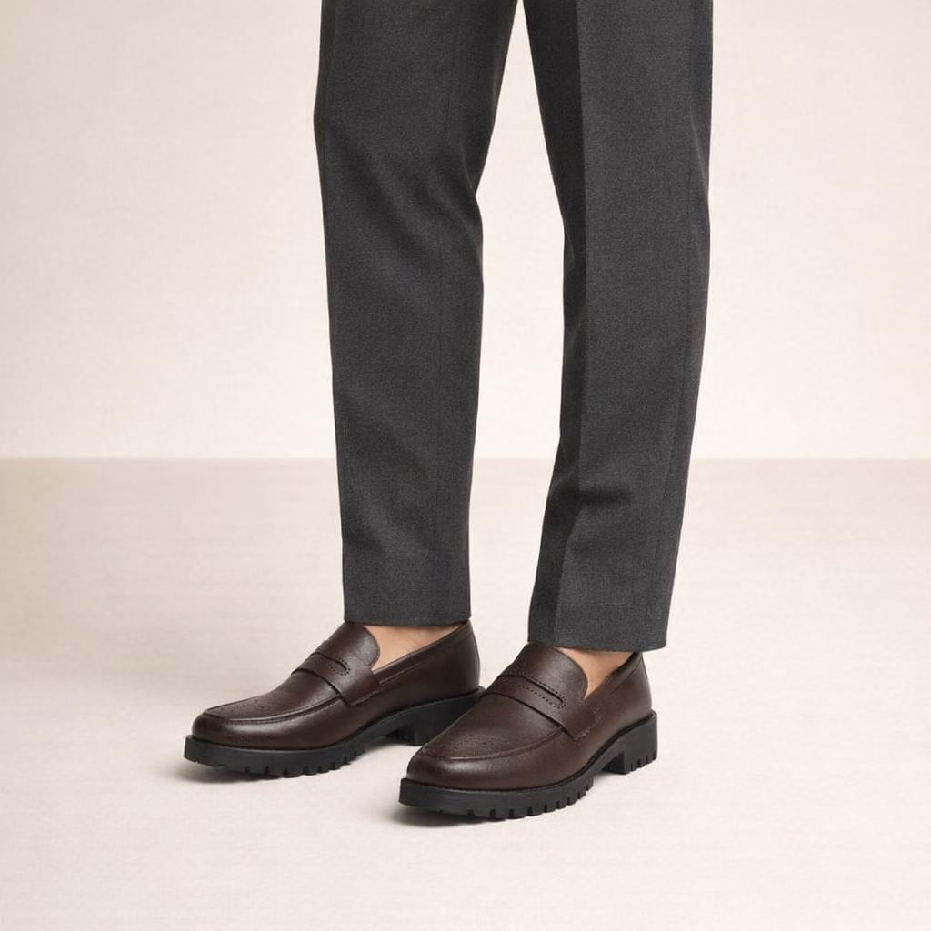 Mocassin homme marron semelle epaisse