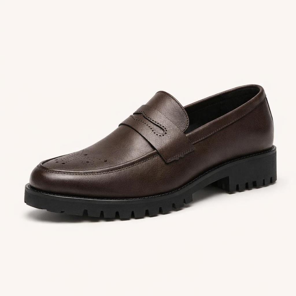 Mocassin homme marron semelle epaisse