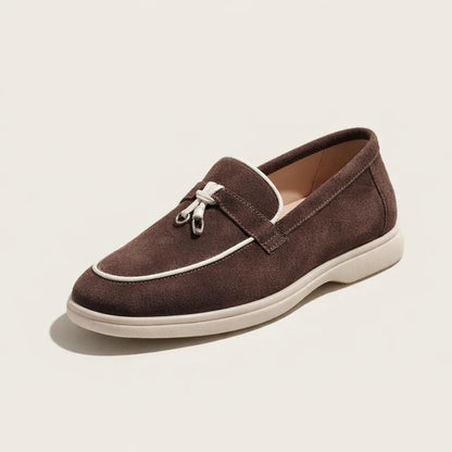 Mocassin marron et blanc femme