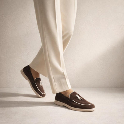 Mocassin marron et blanc femme