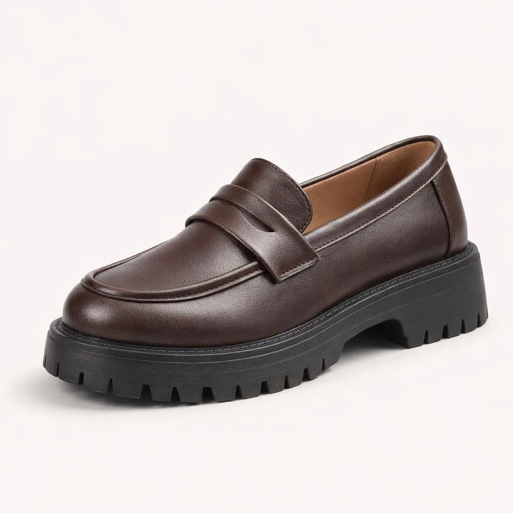 Mocassin marron femme semelle epaisse