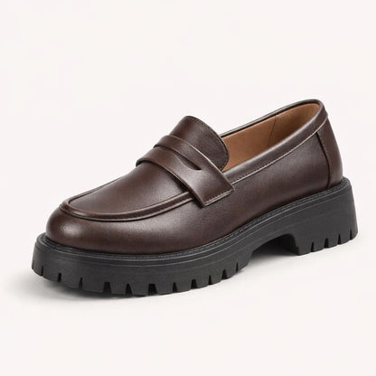 Mocassin marron femme semelle epaisse