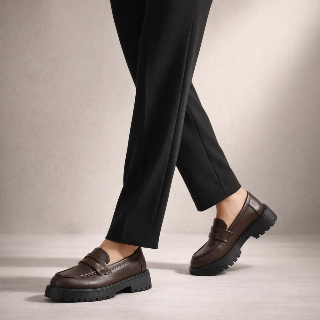 Mocassin marron femme semelle epaisse