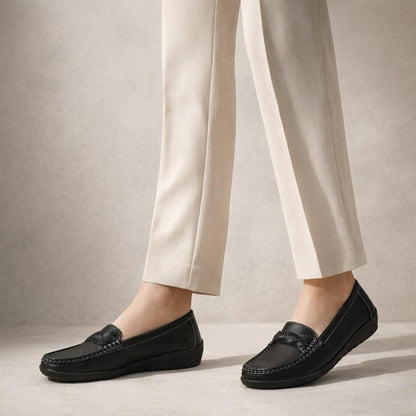 Mocassin noir souple femme