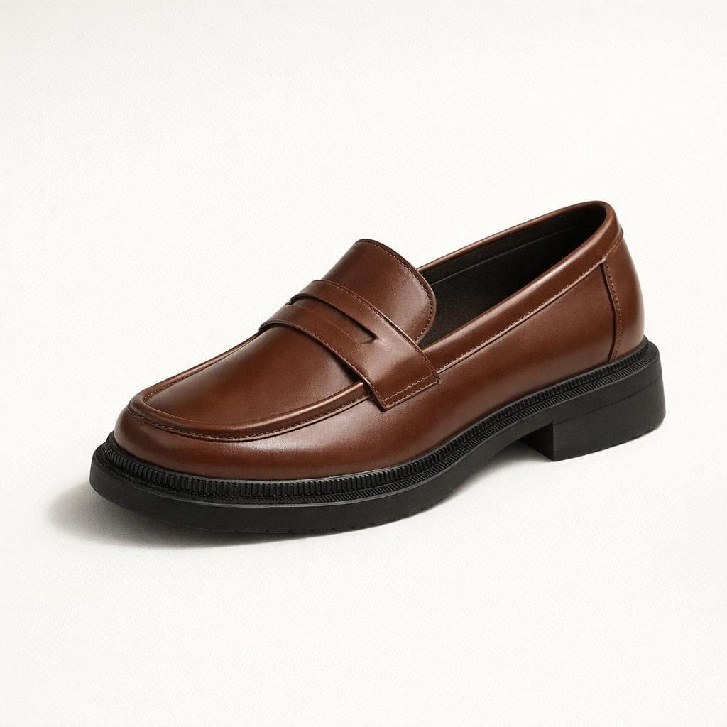 Mocassin plateforme marron femme