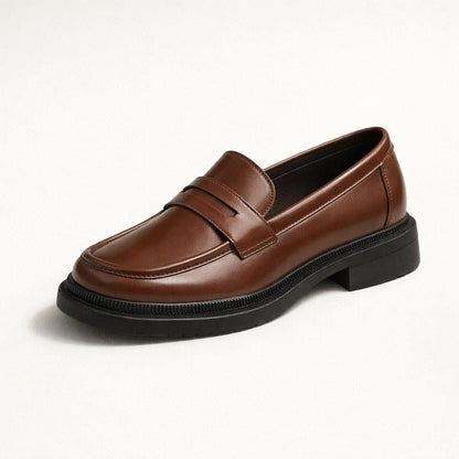 Mocassin plateforme marron femme