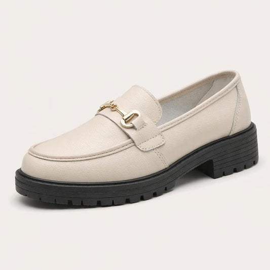 Mocassins blancs femme en cuir