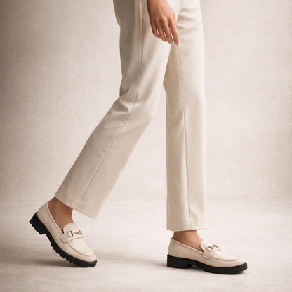 Mocassins blancs femme en cuir