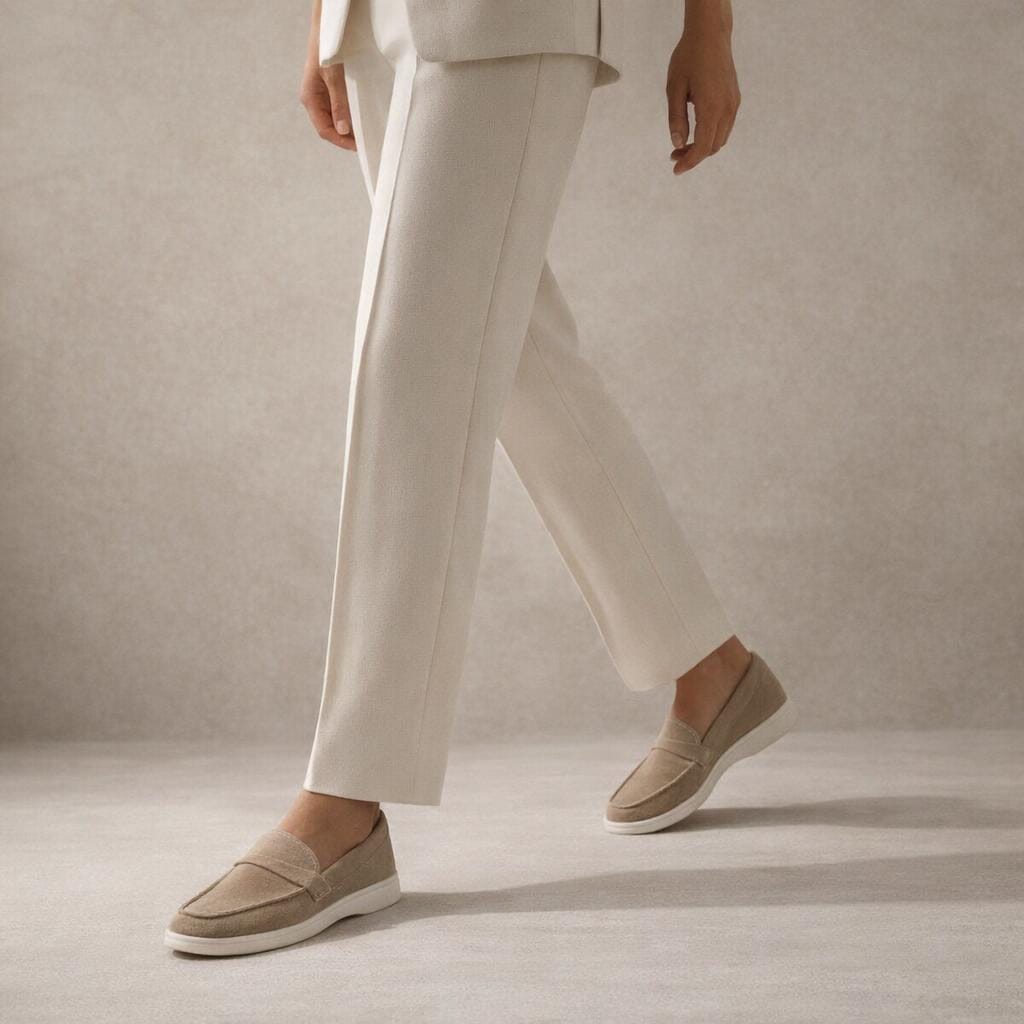 Mocassins femme beige daim