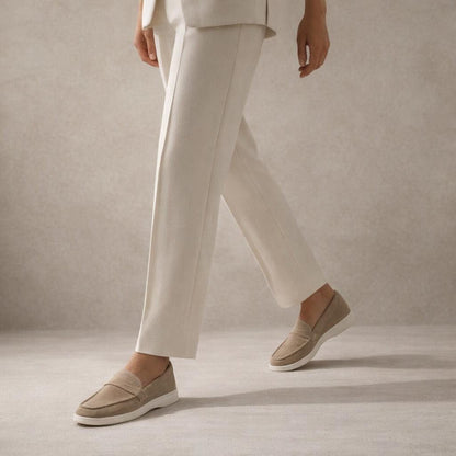 Mocassins femme beige daim